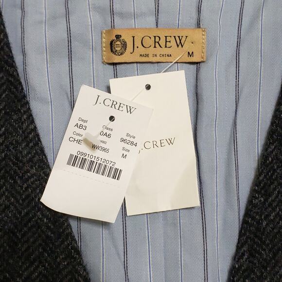 NWT Vtg J.Crew Moon British Cloth Herringbone Tweed Wool Suit Vest Grey Sz M - Picture 6 of 12